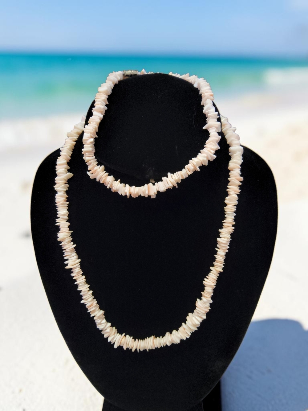 Natural Cream Shell Bead Necklace and Bracelet Set